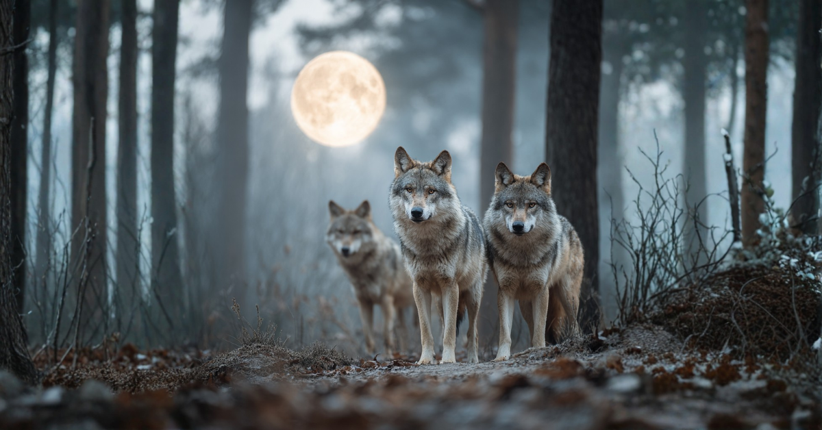 Luna llena y los lobos